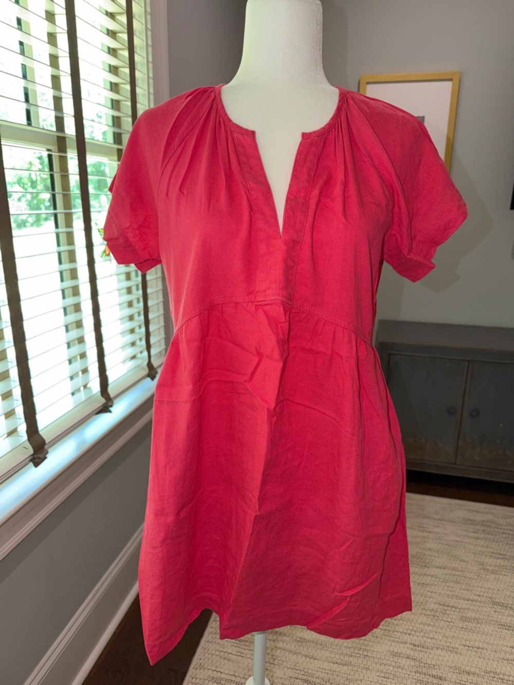 Universal Thread Hot Pink Linen Short Sleeve Mini Dress. Size Small.